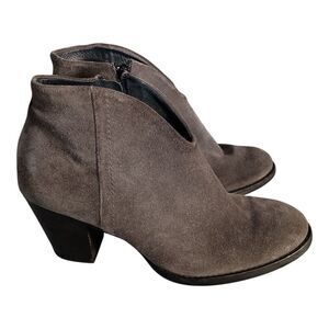Paul Green Booties Boots Heeled Anlke Gray Side Zip Women's UK 5/US 7.5